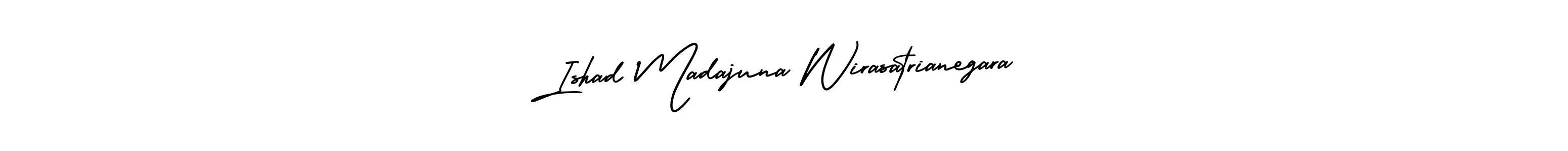 It looks lik you need a new signature style for name Ishad Madajuna Wirasatrianegara. Design unique handwritten (AmerikaSignatureDemo-Regular) signature with our free signature maker in just a few clicks. Ishad Madajuna Wirasatrianegara signature style 3 images and pictures png
