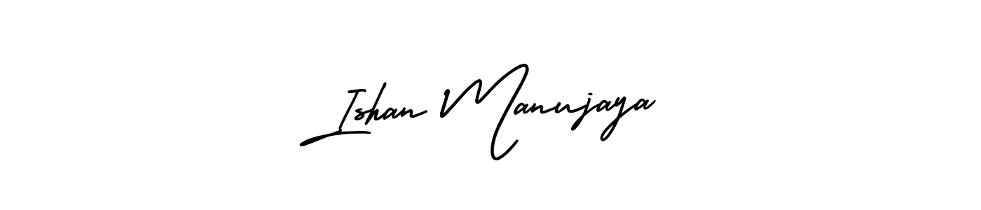 You should practise on your own different ways (AmerikaSignatureDemo-Regular) to write your name (Ishan Manujaya) in signature. don't let someone else do it for you. Ishan Manujaya signature style 3 images and pictures png