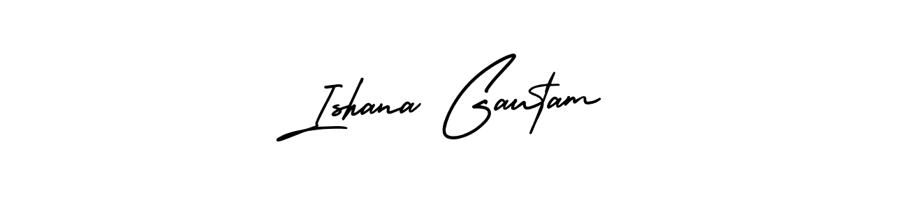 How to make Ishana Gautam name signature. Use AmerikaSignatureDemo-Regular style for creating short signs online. This is the latest handwritten sign. Ishana Gautam signature style 3 images and pictures png