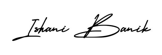 You should practise on your own different ways (AmerikaSignatureDemo-Regular) to write your name (Ishani Banik) in signature. Don't let someone else do it for you. Ishani Banik signature style 3 images and pictures png