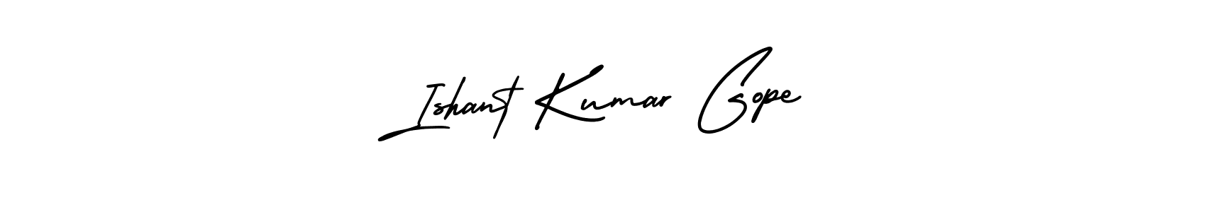 The best way (AmerikaSignatureDemo-Regular) to make a short signature is to pick only two or three words in your name. The name Ishant Kumar Gope include a total of six letters. For converting this name. Ishant Kumar Gope signature style 3 images and pictures png