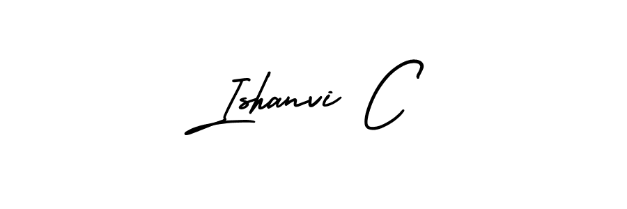 How to make Ishanvi C name signature. Use AmerikaSignatureDemo-Regular style for creating short signs online. This is the latest handwritten sign. Ishanvi C signature style 3 images and pictures png