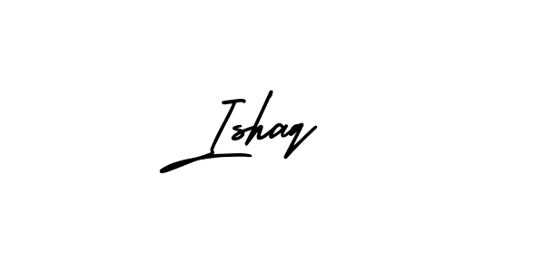 The best way (AmerikaSignatureDemo-Regular) to make a short signature is to pick only two or three words in your name. The name Ishaq  include a total of six letters. For converting this name. Ishaq  signature style 3 images and pictures png