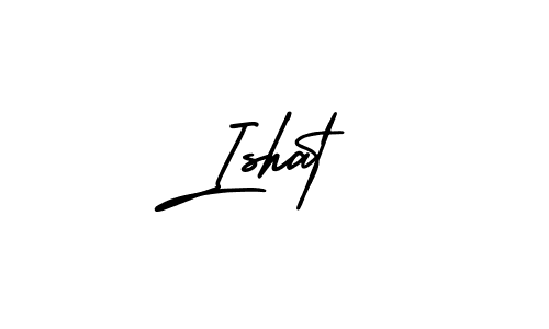 You should practise on your own different ways (AmerikaSignatureDemo-Regular) to write your name (Ishat) in signature. don't let someone else do it for you. Ishat signature style 3 images and pictures png