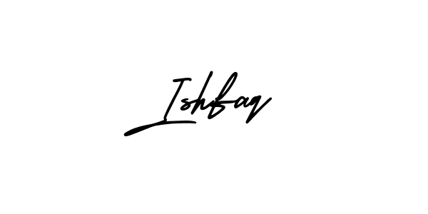 This is the best signature style for the Ishfaq name. Also you like these signature font (AmerikaSignatureDemo-Regular). Mix name signature. Ishfaq signature style 3 images and pictures png