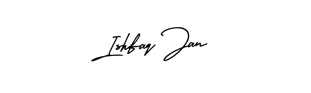 The best way (AmerikaSignatureDemo-Regular) to make a short signature is to pick only two or three words in your name. The name Ishfaq Jan include a total of six letters. For converting this name. Ishfaq Jan signature style 3 images and pictures png