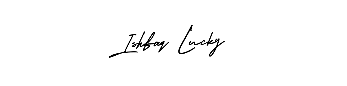 Ishfaq Lucky stylish signature style. Best Handwritten Sign (AmerikaSignatureDemo-Regular) for my name. Handwritten Signature Collection Ideas for my name Ishfaq Lucky. Ishfaq Lucky signature style 3 images and pictures png