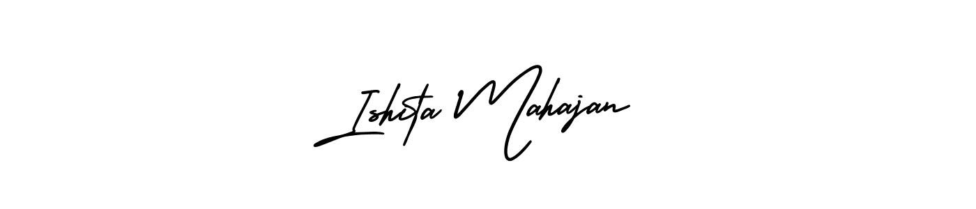 How to Draw Ishita Mahajan signature style? AmerikaSignatureDemo-Regular is a latest design signature styles for name Ishita Mahajan. Ishita Mahajan signature style 3 images and pictures png