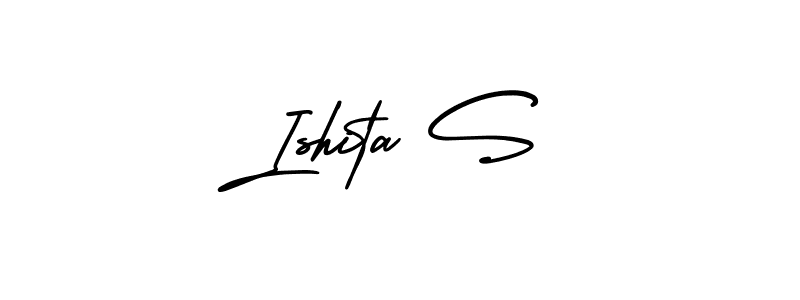 Ishita S stylish signature style. Best Handwritten Sign (AmerikaSignatureDemo-Regular) for my name. Handwritten Signature Collection Ideas for my name Ishita S. Ishita S signature style 3 images and pictures png