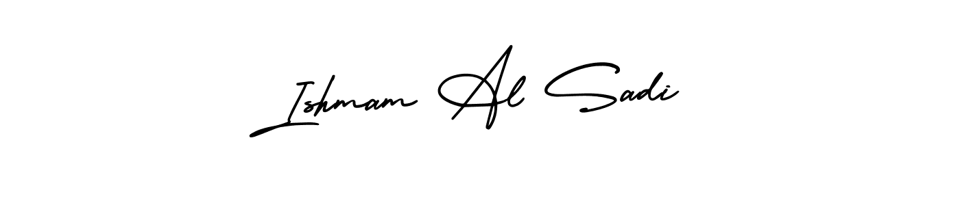 The best way (AmerikaSignatureDemo-Regular) to make a short signature is to pick only two or three words in your name. The name Ishmam Al Sadi include a total of six letters. For converting this name. Ishmam Al Sadi signature style 3 images and pictures png