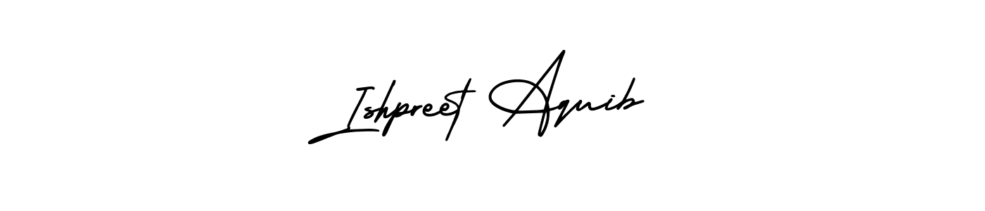 Ishpreet Aquib stylish signature style. Best Handwritten Sign (AmerikaSignatureDemo-Regular) for my name. Handwritten Signature Collection Ideas for my name Ishpreet Aquib. Ishpreet Aquib signature style 3 images and pictures png