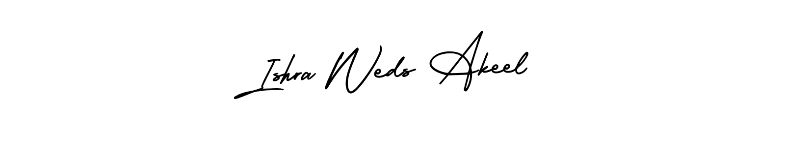 Similarly AmerikaSignatureDemo-Regular is the best handwritten signature design. Signature creator online .You can use it as an online autograph creator for name Ishra Weds Akeel. Ishra Weds Akeel signature style 3 images and pictures png