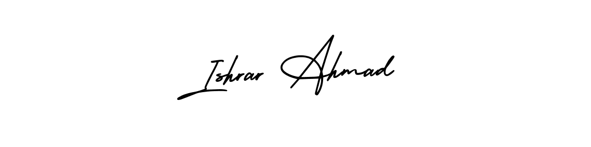 You should practise on your own different ways (AmerikaSignatureDemo-Regular) to write your name (Ishrar Ahmad) in signature. don't let someone else do it for you. Ishrar Ahmad signature style 3 images and pictures png