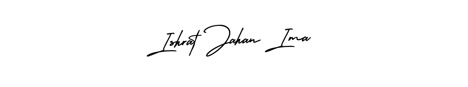 The best way (AmerikaSignatureDemo-Regular) to make a short signature is to pick only two or three words in your name. The name Ishrat Jahan Ima include a total of six letters. For converting this name. Ishrat Jahan Ima signature style 3 images and pictures png