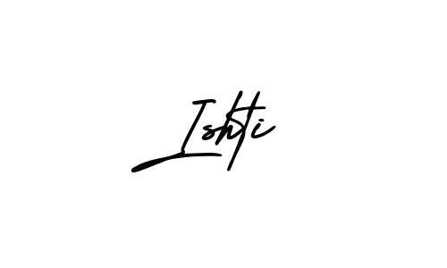 Ishti stylish signature style. Best Handwritten Sign (AmerikaSignatureDemo-Regular) for my name. Handwritten Signature Collection Ideas for my name Ishti. Ishti signature style 3 images and pictures png