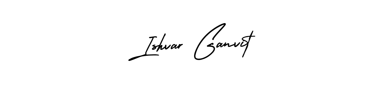 This is the best signature style for the Ishvar Ganvit name. Also you like these signature font (AmerikaSignatureDemo-Regular). Mix name signature. Ishvar Ganvit signature style 3 images and pictures png