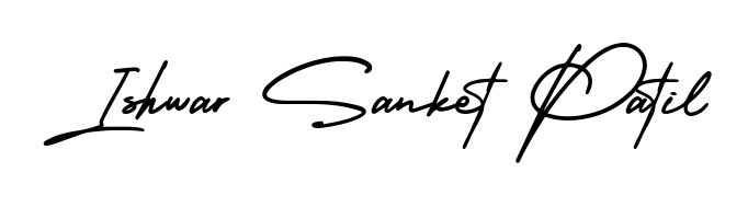 A timeless handwritten aesthetic for Ishwar Sanket Patil. The AmerikaSignatureDemo-Regular font gives your signature a handcrafted feel with natural curves. Ishwar Sanket Patil signature style 3 images and pictures png