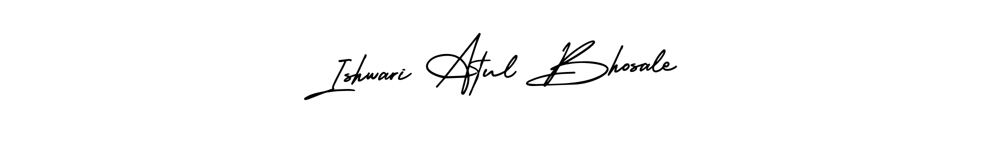 The best way (AmerikaSignatureDemo-Regular) to make a short signature is to pick only two or three words in your name. The name Ishwari Atul Bhosale include a total of six letters. For converting this name. Ishwari Atul Bhosale signature style 3 images and pictures png