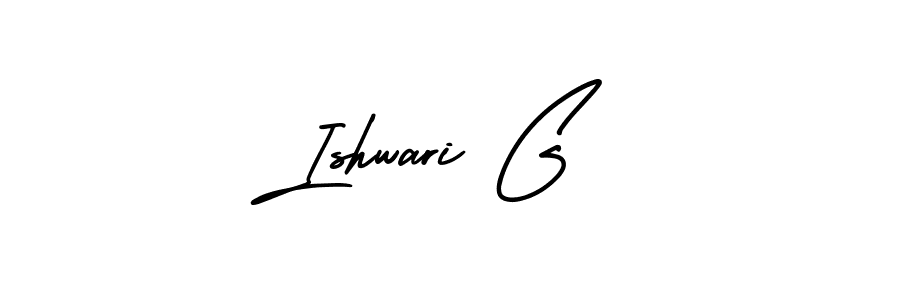 You should practise on your own different ways (AmerikaSignatureDemo-Regular) to write your name (Ishwari G) in signature. don't let someone else do it for you. Ishwari G signature style 3 images and pictures png