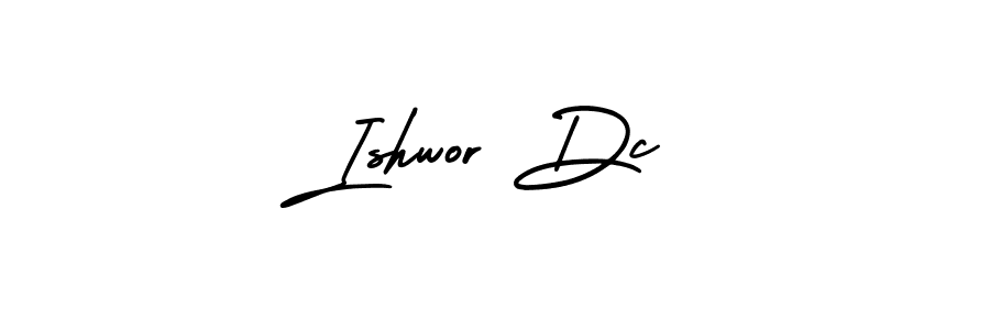 The best way (AmerikaSignatureDemo-Regular) to make a short signature is to pick only two or three words in your name. The name Ishwor Dc include a total of six letters. For converting this name. Ishwor Dc signature style 3 images and pictures png