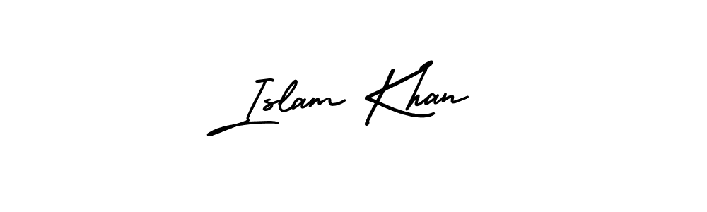 The best way (AmerikaSignatureDemo-Regular) to make a short signature is to pick only two or three words in your name. The name Islam Khan include a total of six letters. For converting this name. Islam Khan signature style 3 images and pictures png