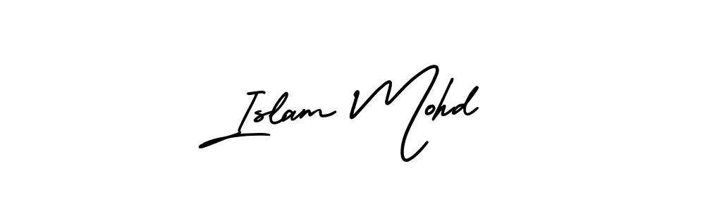 How to make Islam Mohd name signature. Use AmerikaSignatureDemo-Regular style for creating short signs online. This is the latest handwritten sign. Islam Mohd signature style 3 images and pictures png