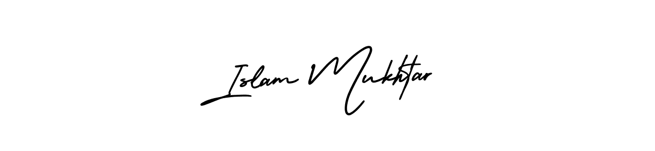 Use a signature maker to create a handwritten signature online. With this signature software, you can design (AmerikaSignatureDemo-Regular) your own signature for name Islam Mukhtar. Islam Mukhtar signature style 3 images and pictures png