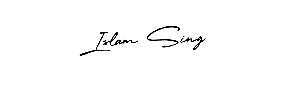 How to make Islam Sing name signature. Use AmerikaSignatureDemo-Regular style for creating short signs online. This is the latest handwritten sign. Islam Sing signature style 3 images and pictures png