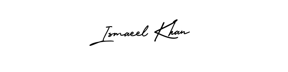 You should practise on your own different ways (AmerikaSignatureDemo-Regular) to write your name (Ismaeel Khan) in signature. don't let someone else do it for you. Ismaeel Khan signature style 3 images and pictures png