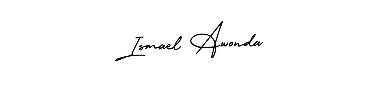 The best way (AmerikaSignatureDemo-Regular) to make a short signature is to pick only two or three words in your name. The name Ismael Awonda include a total of six letters. For converting this name. Ismael Awonda signature style 3 images and pictures png