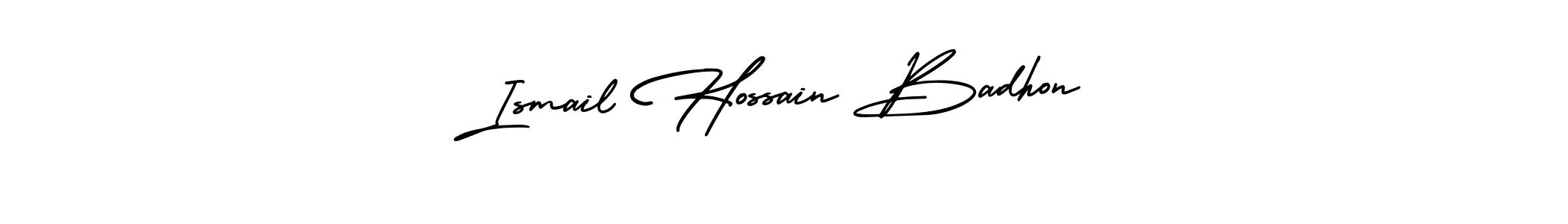 This is the best signature style for the Ismail Hossain Badhon name. Also you like these signature font (AmerikaSignatureDemo-Regular). Mix name signature. Ismail Hossain Badhon signature style 3 images and pictures png