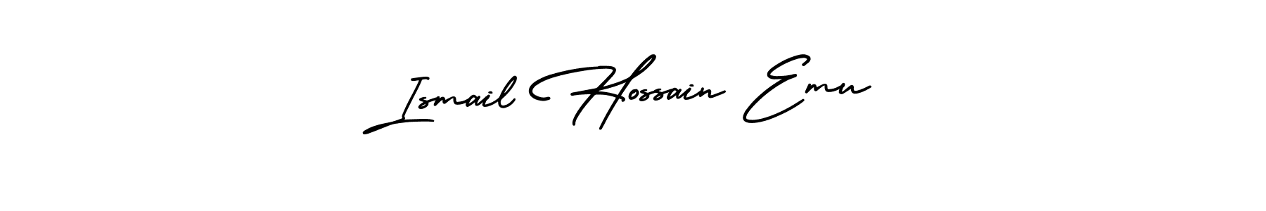 The best way (AmerikaSignatureDemo-Regular) to make a short signature is to pick only two or three words in your name. The name Ismail Hossain Emu include a total of six letters. For converting this name. Ismail Hossain Emu signature style 3 images and pictures png