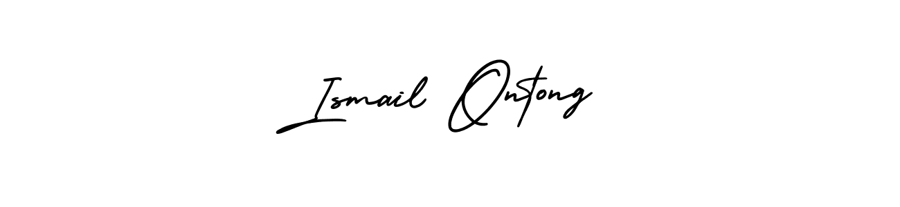 The best way (AmerikaSignatureDemo-Regular) to make a short signature is to pick only two or three words in your name. The name Ismail Ontong include a total of six letters. For converting this name. Ismail Ontong signature style 3 images and pictures png