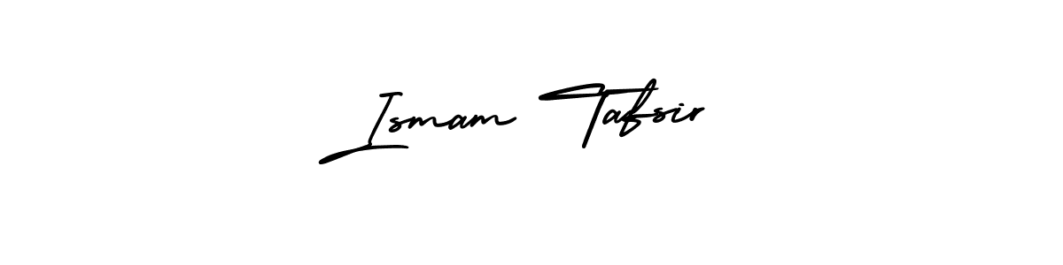 The best way (AmerikaSignatureDemo-Regular) to make a short signature is to pick only two or three words in your name. The name Ismam Tafsir include a total of six letters. For converting this name. Ismam Tafsir signature style 3 images and pictures png