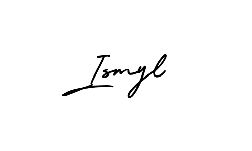 You should practise on your own different ways (AmerikaSignatureDemo-Regular) to write your name (Ismyl) in signature. don't let someone else do it for you. Ismyl signature style 3 images and pictures png