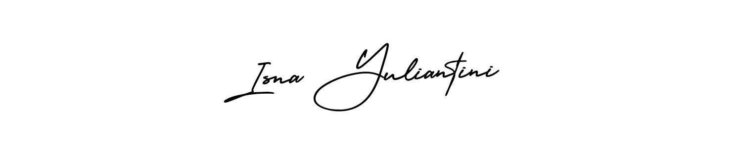 The best way (AmerikaSignatureDemo-Regular) to make a short signature is to pick only two or three words in your name. The name Isna Yuliantini include a total of six letters. For converting this name. Isna Yuliantini signature style 3 images and pictures png