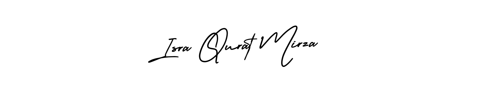 You should practise on your own different ways (AmerikaSignatureDemo-Regular) to write your name (Isra Qurat Mirza) in signature. don't let someone else do it for you. Isra Qurat Mirza signature style 3 images and pictures png