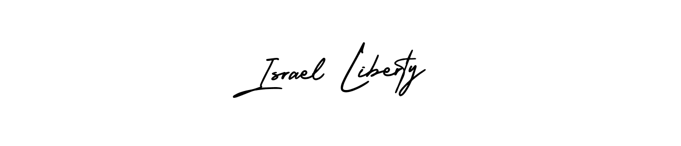 You should practise on your own different ways (AmerikaSignatureDemo-Regular) to write your name (Israel Liberty) in signature. don't let someone else do it for you. Israel Liberty signature style 3 images and pictures png