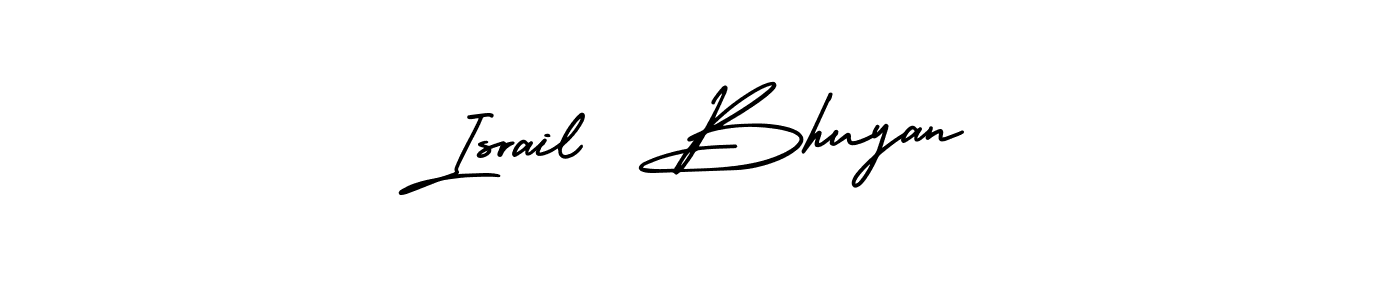 You should practise on your own different ways (AmerikaSignatureDemo-Regular) to write your name (Israil  Bhuyan) in signature. don't let someone else do it for you. Israil  Bhuyan signature style 3 images and pictures png