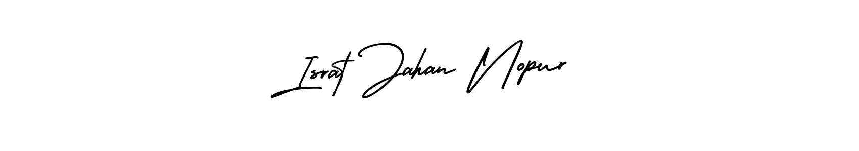 The best way (AmerikaSignatureDemo-Regular) to make a short signature is to pick only two or three words in your name. The name Israt Jahan Nopur include a total of six letters. For converting this name. Israt Jahan Nopur signature style 3 images and pictures png