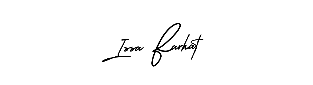 The best way (AmerikaSignatureDemo-Regular) to make a short signature is to pick only two or three words in your name. The name Issa Farhat include a total of six letters. For converting this name. Issa Farhat signature style 3 images and pictures png