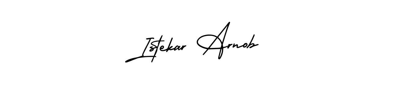 You should practise on your own different ways (AmerikaSignatureDemo-Regular) to write your name (Istekar Arnob) in signature. don't let someone else do it for you. Istekar Arnob signature style 3 images and pictures png