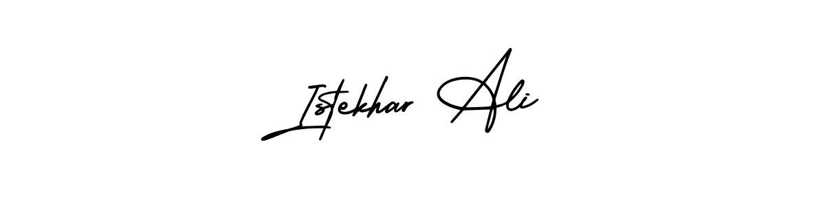 This is the best signature style for the Istekhar Ali name. Also you like these signature font (AmerikaSignatureDemo-Regular). Mix name signature. Istekhar Ali signature style 3 images and pictures png