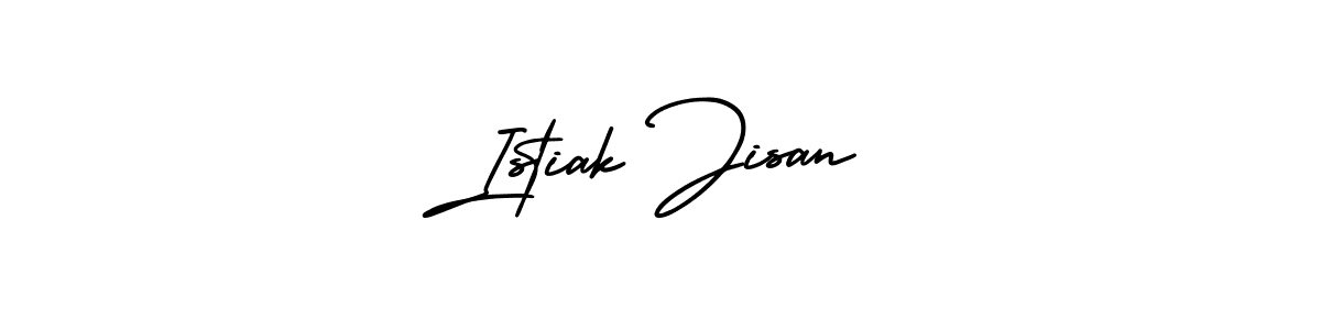 This is the best signature style for the Istiak Jisan name. Also you like these signature font (AmerikaSignatureDemo-Regular). Mix name signature. Istiak Jisan signature style 3 images and pictures png