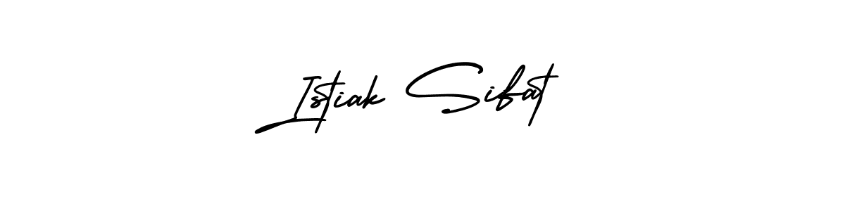 You should practise on your own different ways (AmerikaSignatureDemo-Regular) to write your name (Istiak Sifat) in signature. don't let someone else do it for you. Istiak Sifat signature style 3 images and pictures png