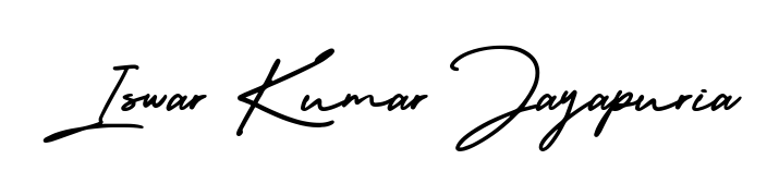 The AmerikaSignatureDemo-Regular font gives name Iswar Kumar Jayapuria a signature that looks effortless yet distinguished. Download high-res PNG instantly. Iswar Kumar Jayapuria signature style 3 images and pictures png