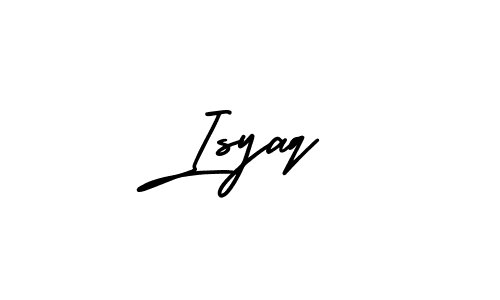 This is the best signature style for the Isyaq name. Also you like these signature font (AmerikaSignatureDemo-Regular). Mix name signature. Isyaq signature style 3 images and pictures png