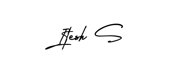 How to make Itesh S name signature. Use AmerikaSignatureDemo-Regular style for creating short signs online. This is the latest handwritten sign. Itesh S signature style 3 images and pictures png