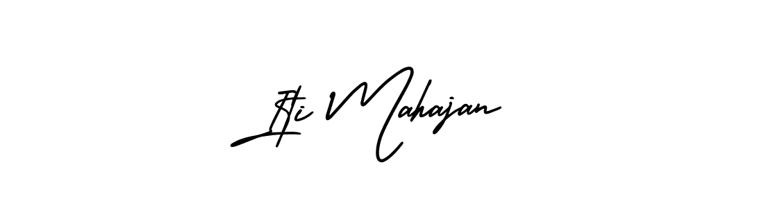 The best way (AmerikaSignatureDemo-Regular) to make a short signature is to pick only two or three words in your name. The name Iti Mahajan include a total of six letters. For converting this name. Iti Mahajan signature style 3 images and pictures png