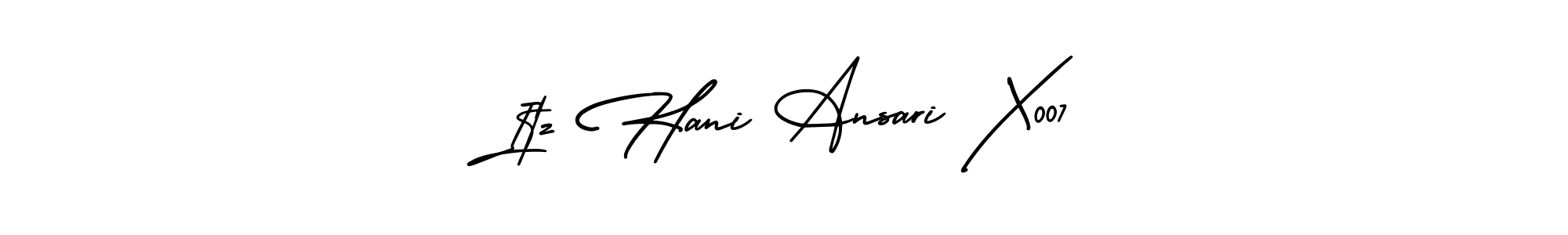 This is the best signature style for the Itz Hani Ansari X007 name. Also you like these signature font (AmerikaSignatureDemo-Regular). Mix name signature. Itz Hani Ansari X007 signature style 3 images and pictures png